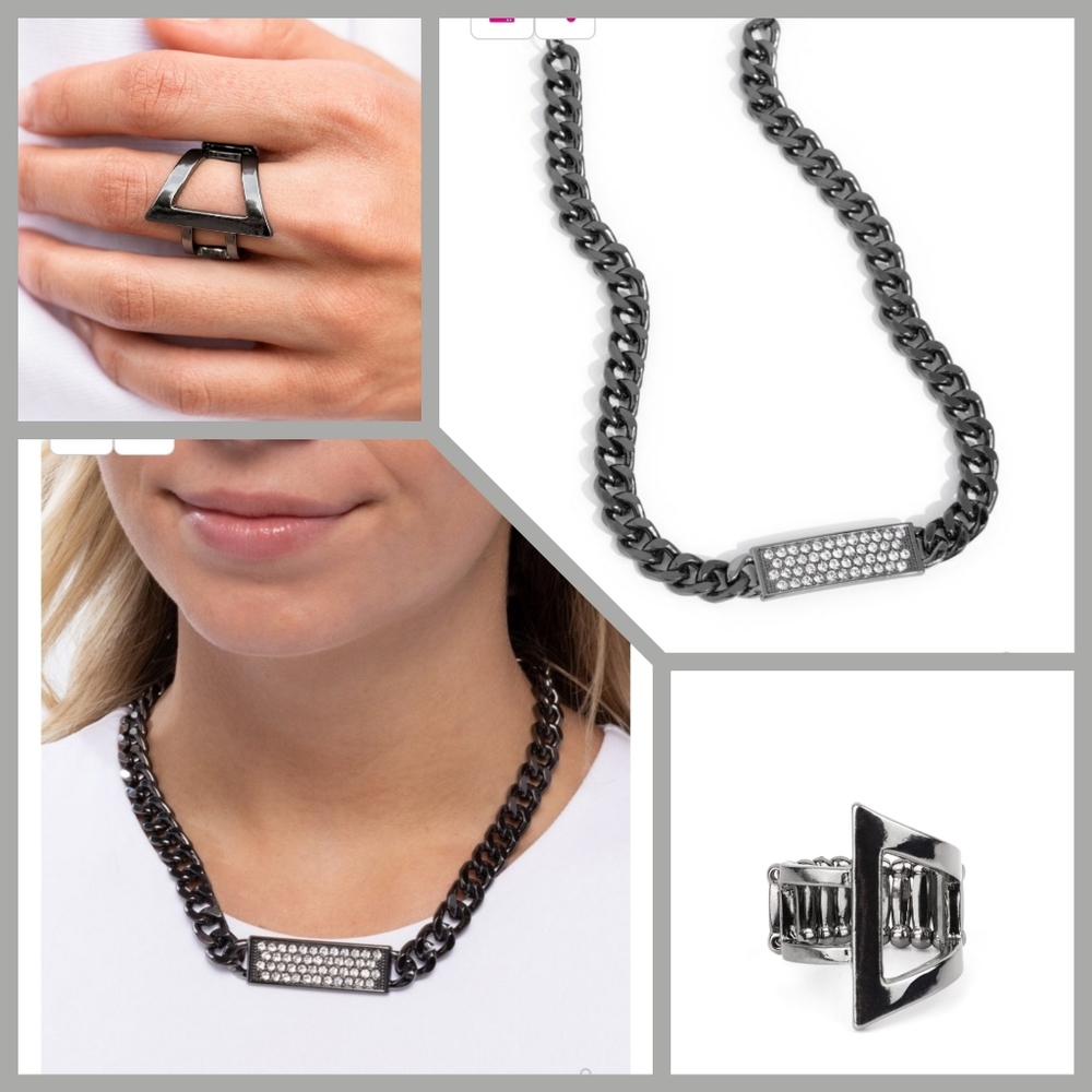 Black Chain Necklace and Ring Set NWT
